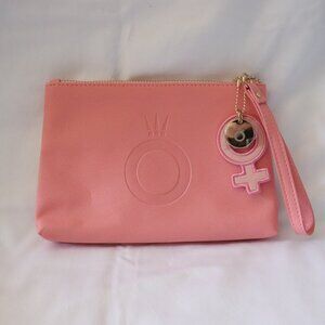 NWOT Pandora Womens Pink Wristlet Clutch Pouch Lined Zippered Bag w Charms